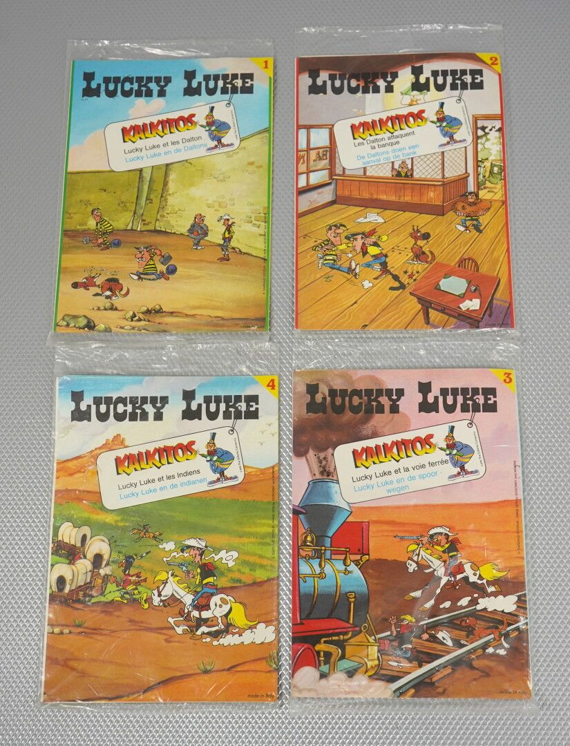 Null Rund um Lucky Luke. Eine Reihe von Aufklebern: 



4 LITO-Alben mit 80 Aufk&hellip;
