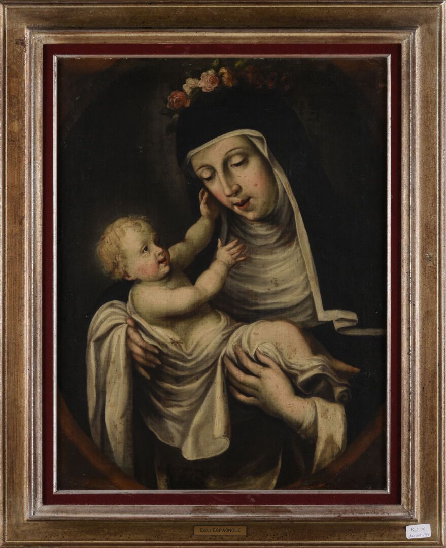Null 法国学校 17世纪

圣人戴着花冠与儿童耶稣在一起

布面油画

68 x 52 cm