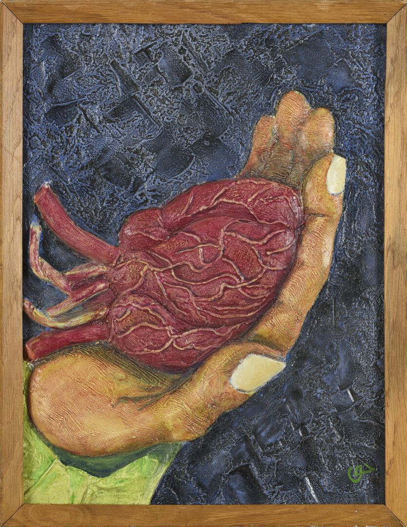 Null Vincent GONZALEZ (1928-2019)

Das Herz auf der Hand, 

Öl auf polychromer T&hellip;