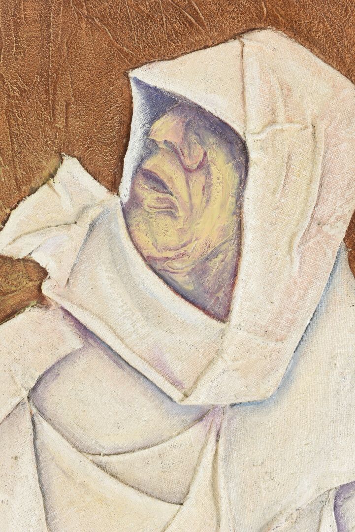 Null 文森特-冈萨雷斯(1928-2019)

拉撒路的复活

画布上的油画和纺织品。

背面有签名和标题，左下方有字样。

75 x 127 cm