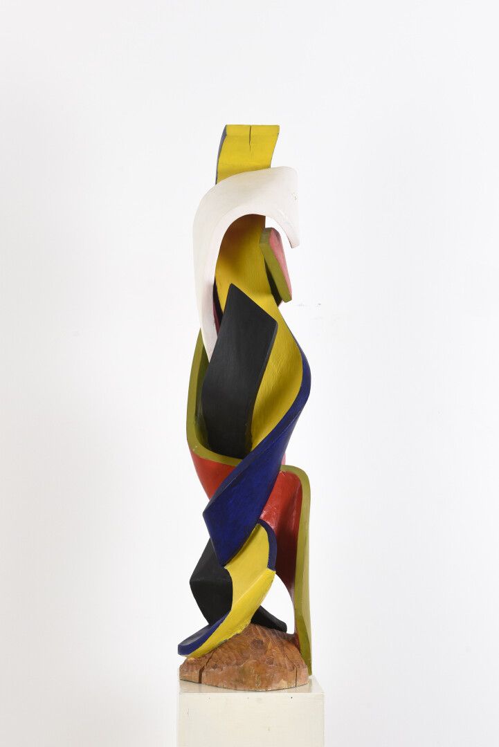 Null Vincent GONZALEZ (1928-2019)

Sujet en chêne sculpté polychrome, 

95 x 18 &hellip;