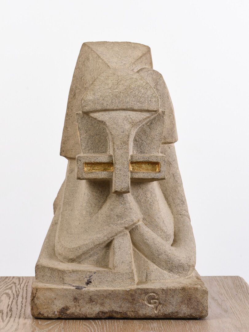 Null 文森特-冈萨雷斯(1928-2019)

风格化的人物。

雕刻和镀金的石灰岩。

有图案的。

高：53厘米；宽：31厘米