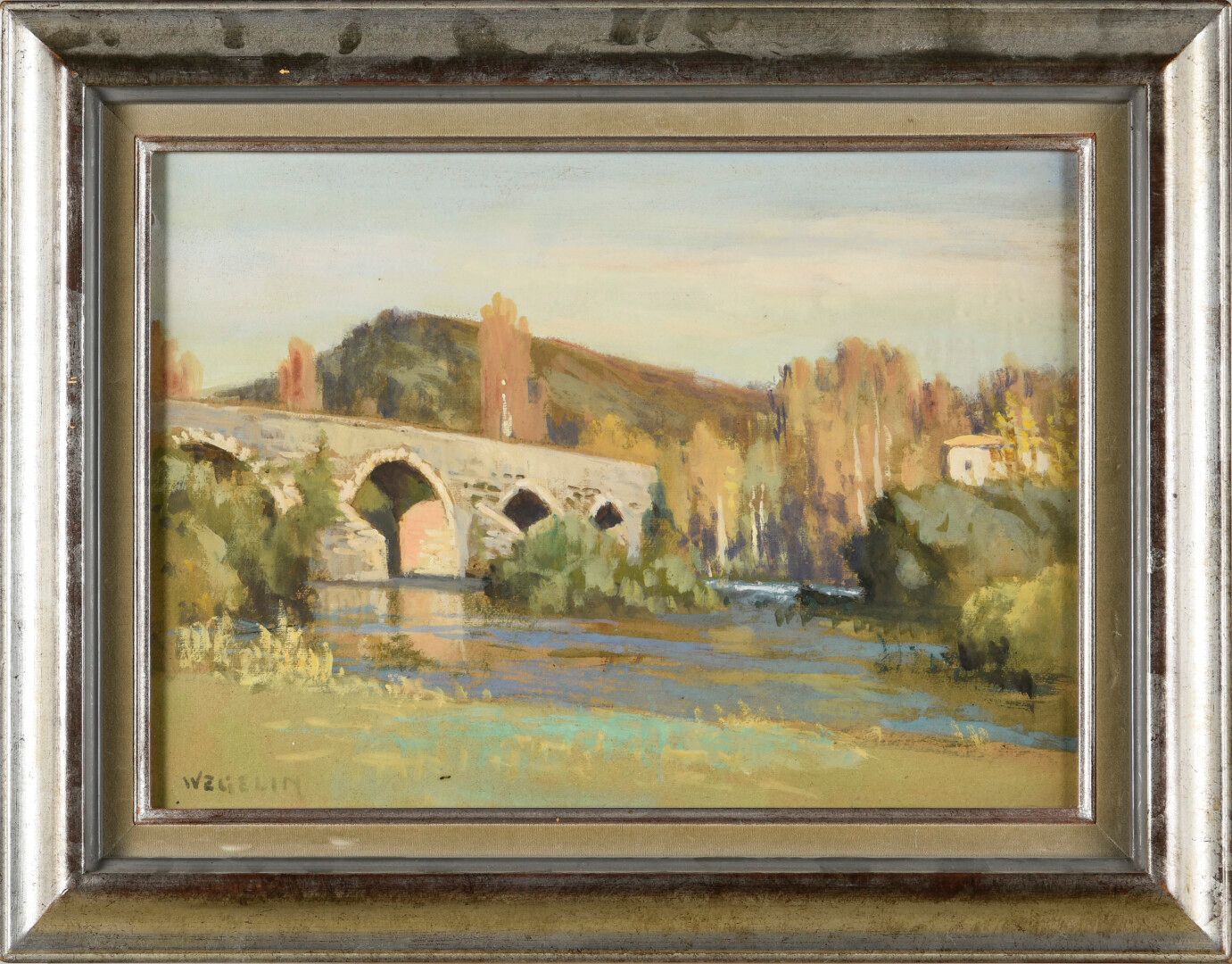 Null Emile WEGELIN (1875-1962)

Paysage de la Drome, Pont 

Gouache sur papier

&hellip;
