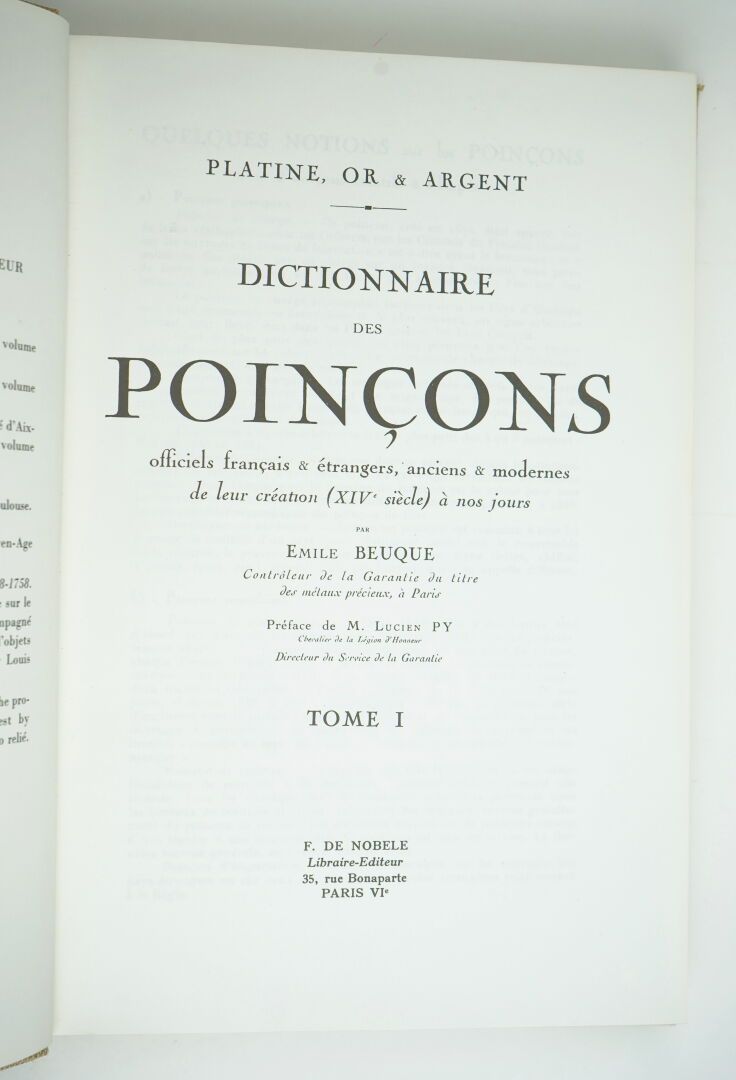 Null BEUQUE (Emile) : Dictionnaire des poinçons officiels francais & étrangers, &hellip;