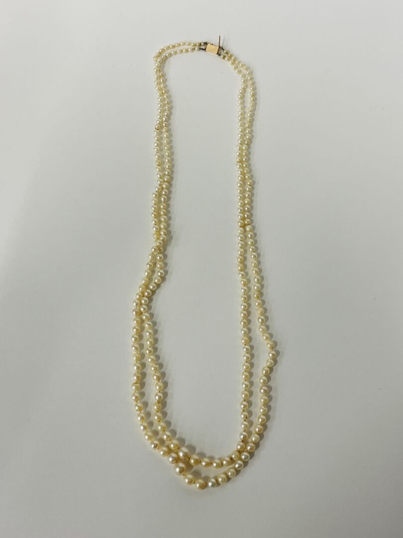 Null Necklace of pearls in fall on two rows