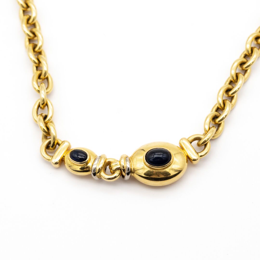 Null Necklace in 18K yellow gold, with a central motif set with two cabochon sap&hellip;