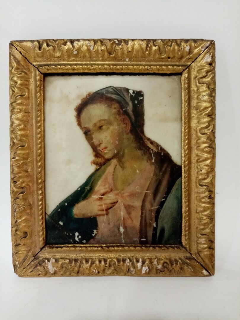 Null Ecole italienne 18ème siècle 

Marie Madeleine 

Peinture sur albâtre

Cadr&hellip;