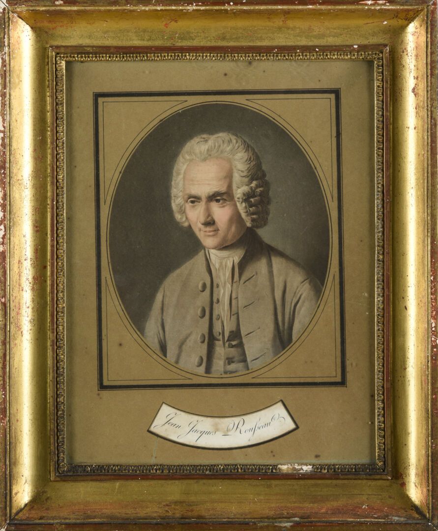 Null Jean Jacques ROUSSEAU 
gravure aquarellée et encadrée
18ème siècle.
(à vue)&hellip;