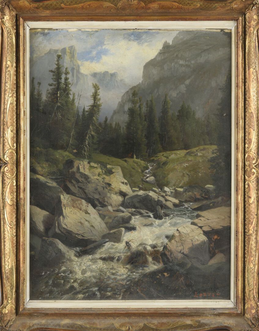Null Leberecht LORTET (1828-1901)
Landscape 
Oil on panel
Signed lower right
29 &hellip;