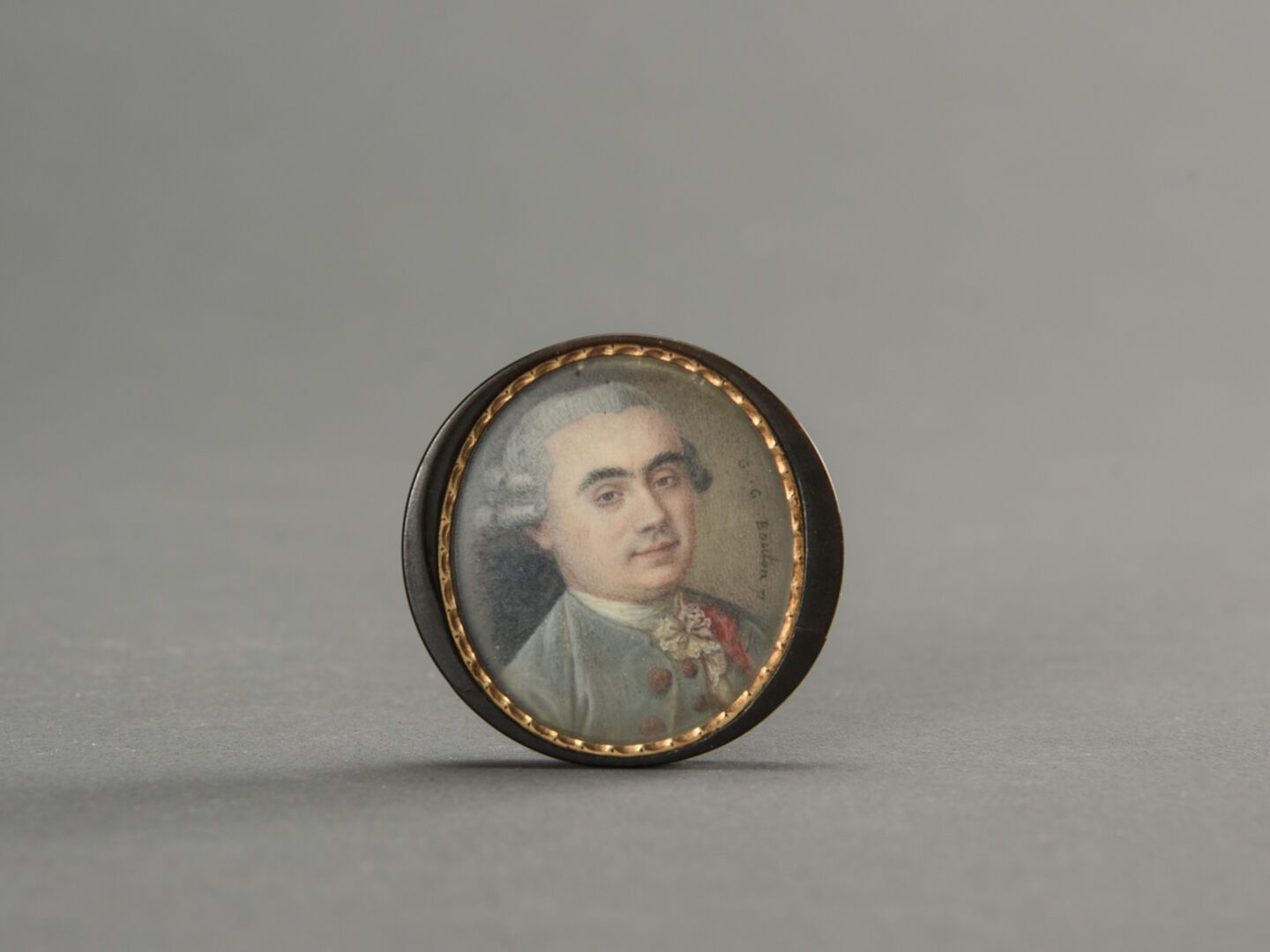 Null Guillaume Gabriel BOUTON 
Porträt eines Mannes, Runde Miniatur auf Elfenbei&hellip;