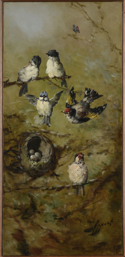 Null Georges AUBERT (1886-1961)
Pájaros con una mariposa
Óleo sobre lienzo
Firma&hellip;