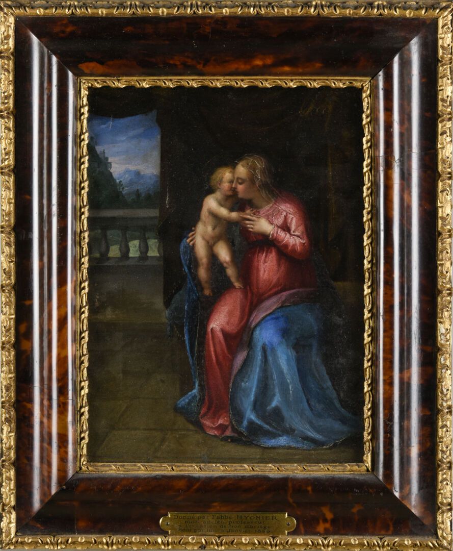 Null Flämische Schule 16.
Madonna mit Kind
Öl auf einer Tafel
Widmungsplatte aus&hellip;