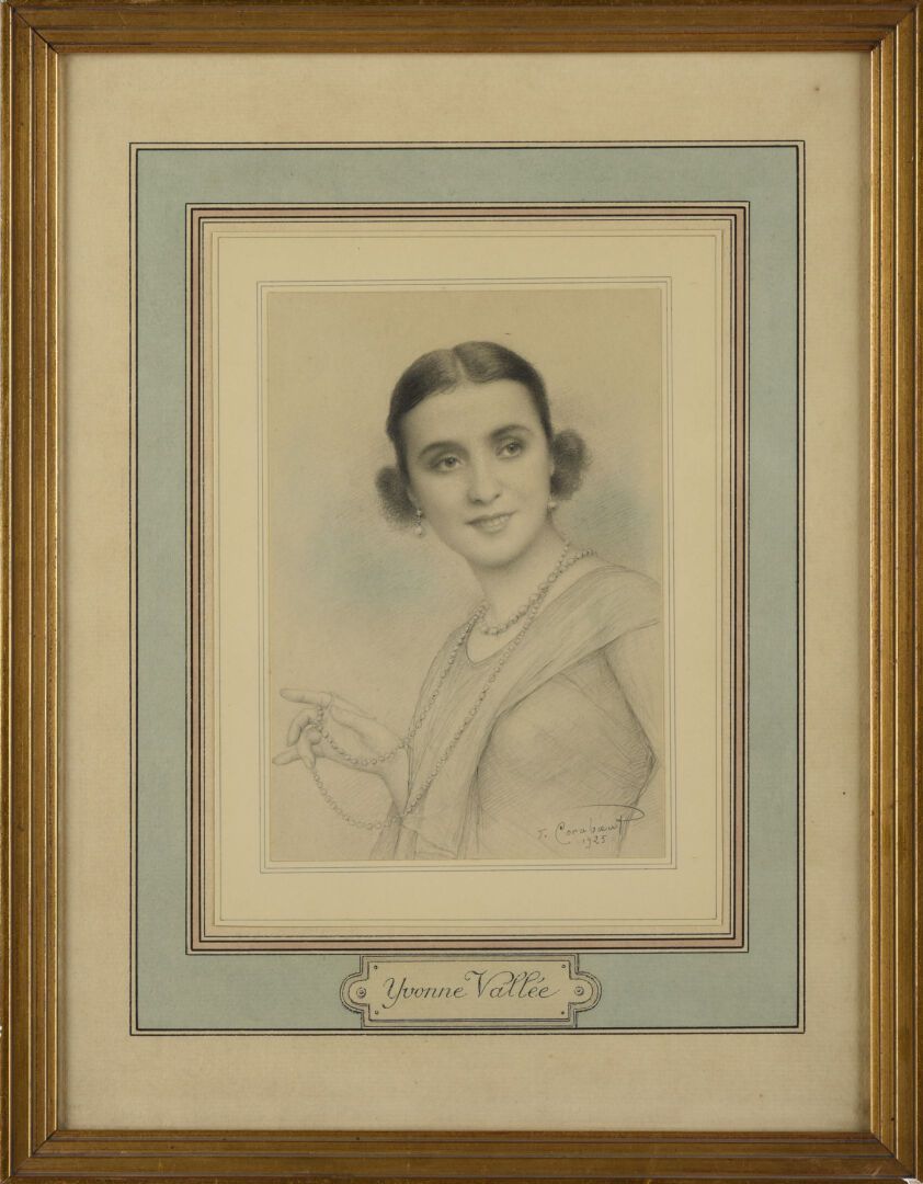 Null Jean CORABOEUF (1870-1947)
Portrait de Yvonne Vallée
Dessin au crayon
Signé&hellip;