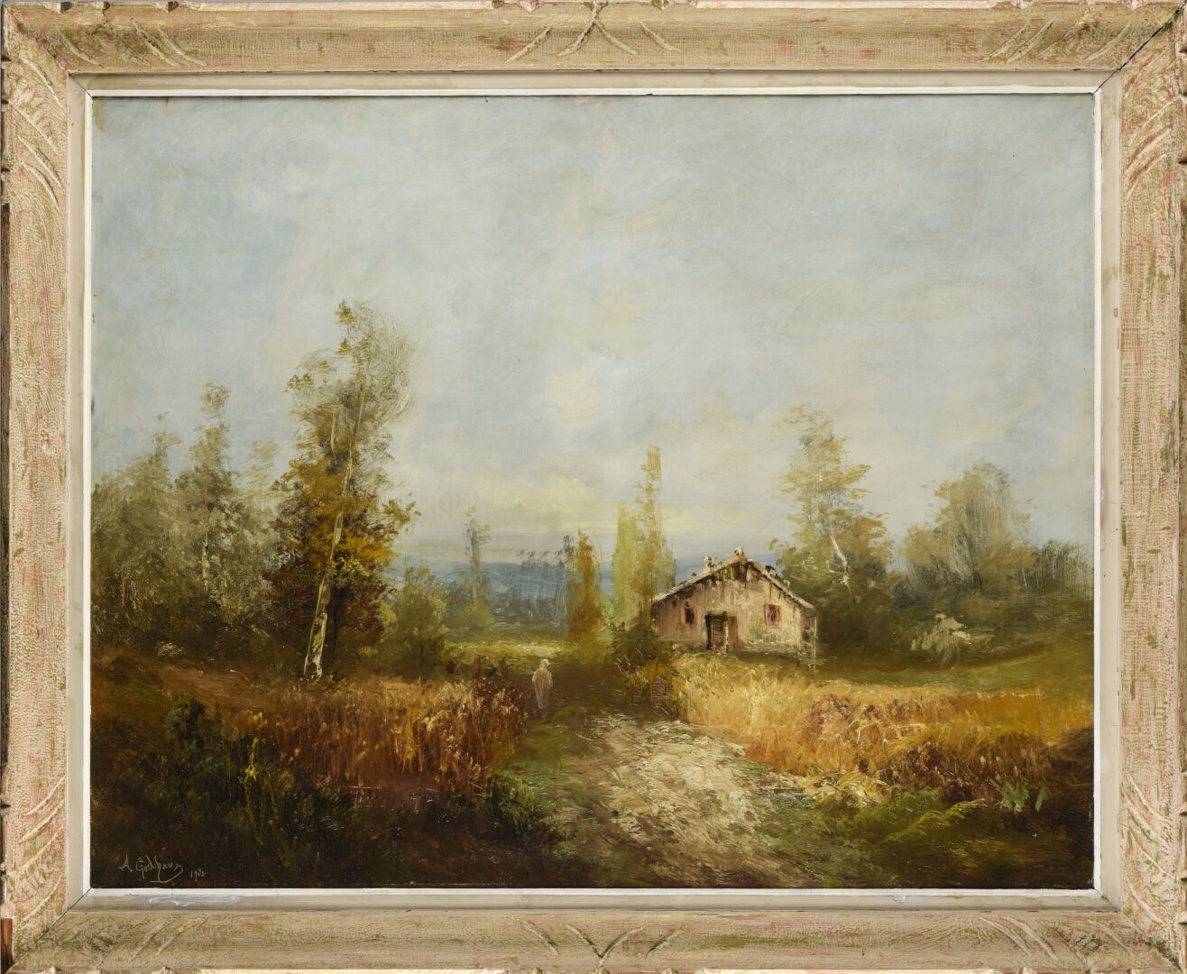 Null Alfred GODECHAUX (1860-1938)
Landschaft mit Chalet 
Öl auf Leinwand, signie&hellip;