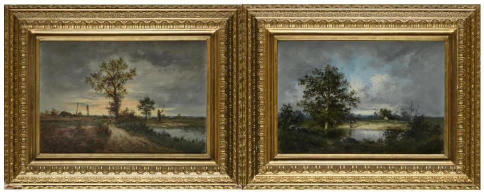 Null Emile GODECHAUX (1860-1938)
Zwei Landschaften 
Öl auf Leinwand 
38 X 56 cm
&hellip;
