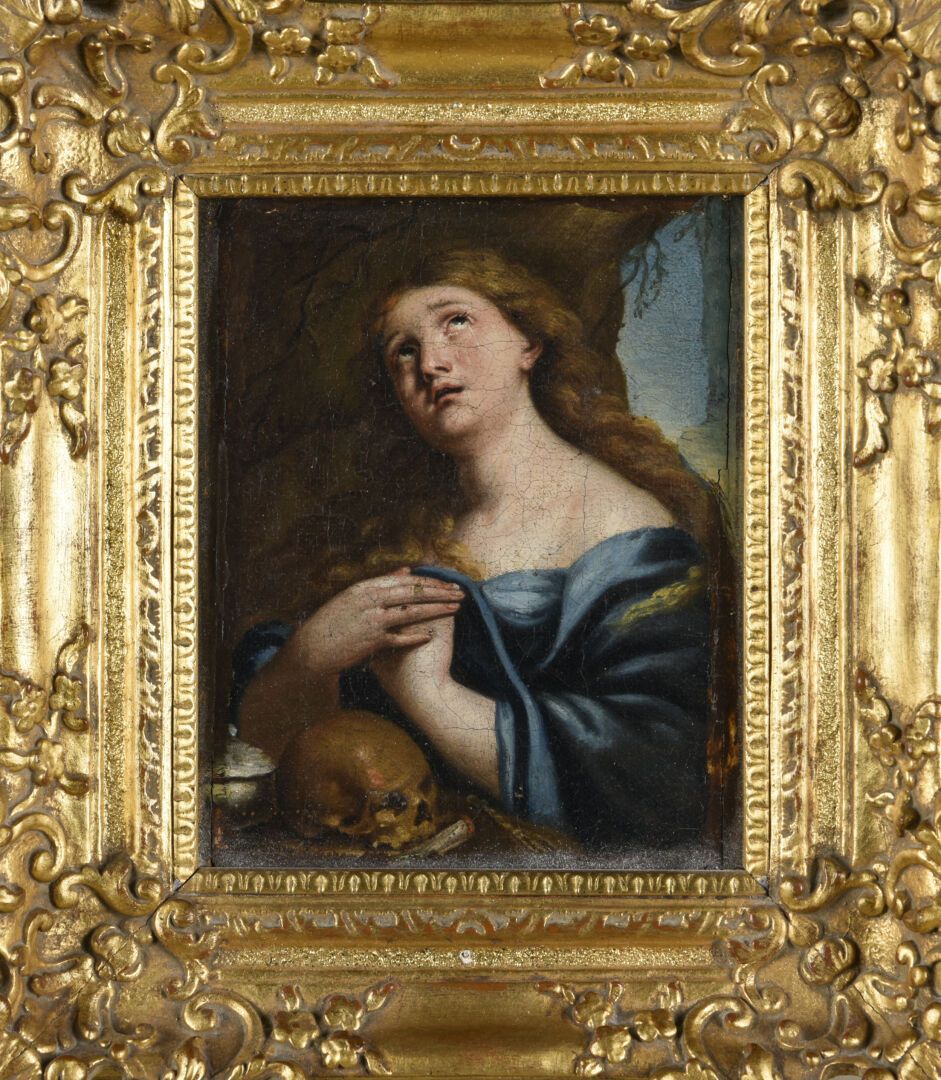 Null 法国学校 17世纪
圣马格达林
布面油画
18 X 13.5厘米
镀金木框