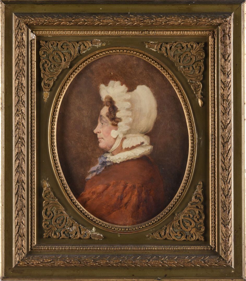 Null 19世纪里昂学校
大卫-里昂夫人的肖像 
布面油画
27 x 22 cm