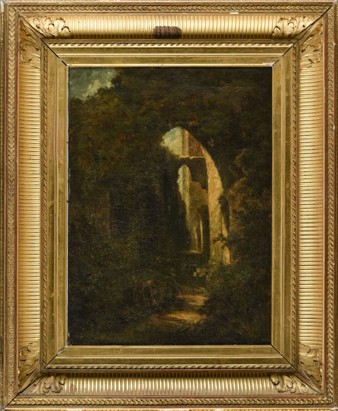 Null 儒勒-埃斯库耶 (1793-1870)
瓦兹河畔的一座城堡的景色。 
油画，背面有标题
46 x 34 厘米 
失踪