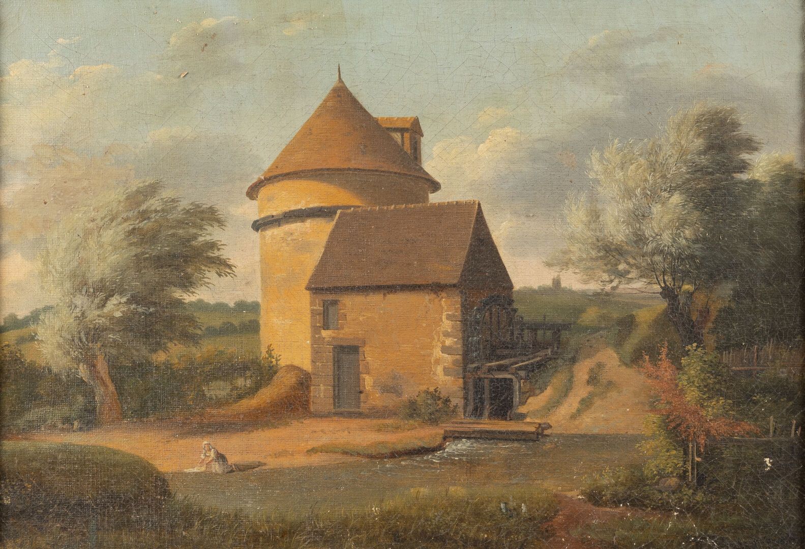 Null Französische Schule des 19. Jahrhunderts,
Landschaft mit Windmühle
Öl auf L&hellip;
