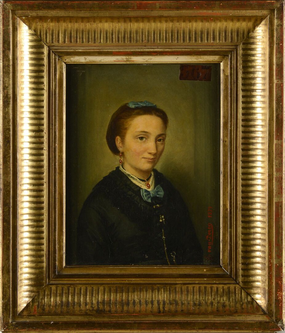 Null Charlotte VAN DOREN (XIXème siècle).
Portrait de Dame, 1853.
Huile sur pann&hellip;