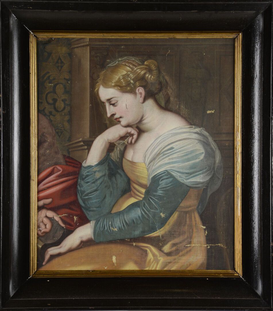 Null Escuela francesa Siglo XVIII según Rubens
Retrato de mujer 
81 x 69 cm
(acc&hellip;