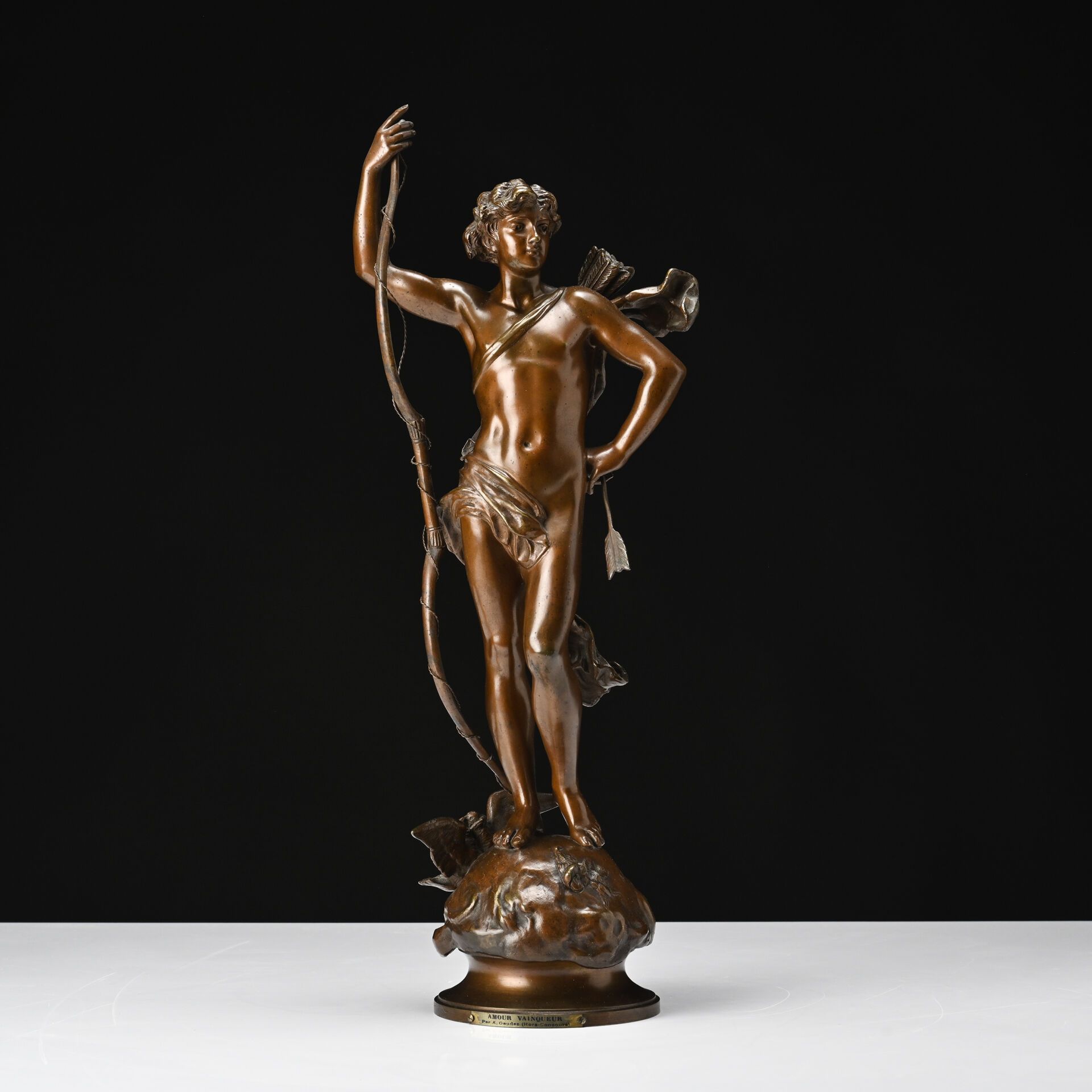 Null Adrien-Etienne GAUDEZ (1845-1902)
Die siegreiche Liebe
Bronzesujet mit brau&hellip;