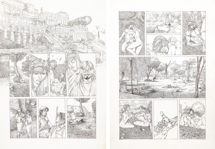 ALI ROBERTO "Le 7 Meraviglie - I giardini di Babilonia", 2014. Crayon et encre d&hellip;