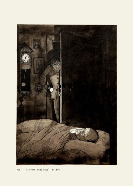 CREPAX GUIDO "Il cuore rivelatore", 1951. Encre de Chine et aquarelle sur papier&hellip;