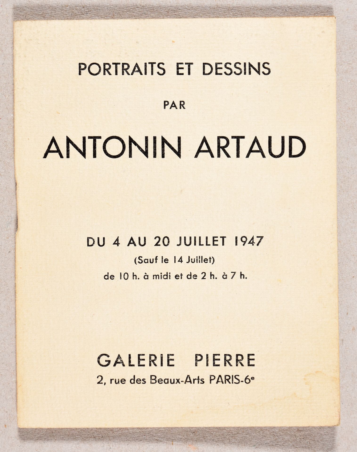 Null Portraits et dessins par Antonin Artaud. Paris Galerie Pierre [Loeb] 1947 P&hellip;