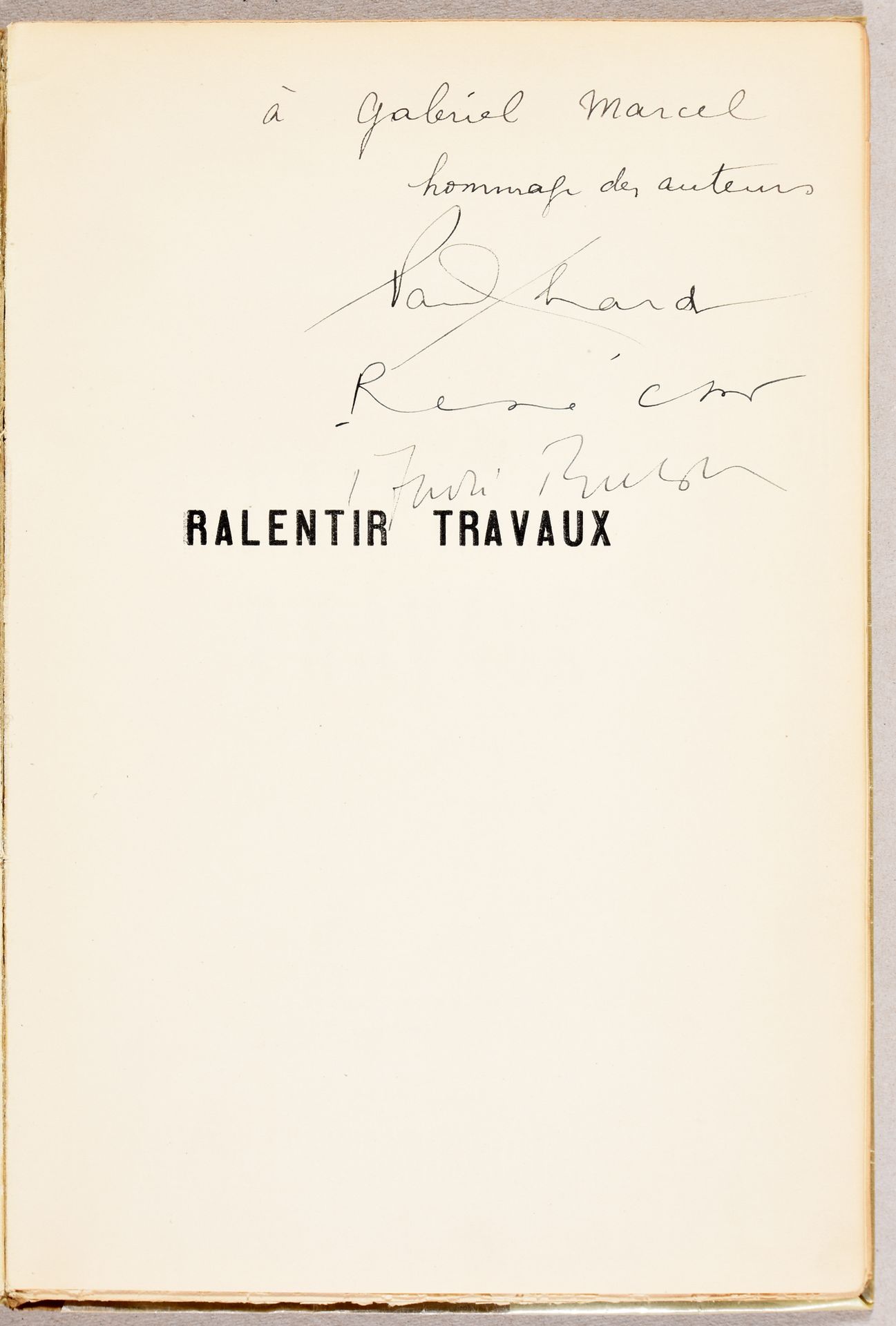 Null BRETON, André; CHAR, René; ÉLUARD, Paul Ralentir travaux. [Paris] Éditions &hellip;