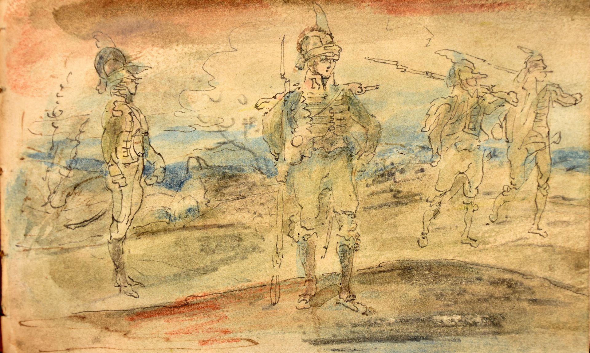 Null Álbum de dibujos de un soldado francés en España. C. 1808-1810 In-16 obl., &hellip;