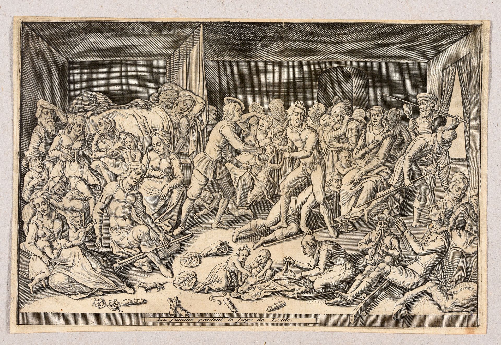 De Haen, Willem DE HAEN, Willem (after) Fames [莱顿围城期间的饥荒].1614年版画，14,8 x 22,5厘米，&hellip;