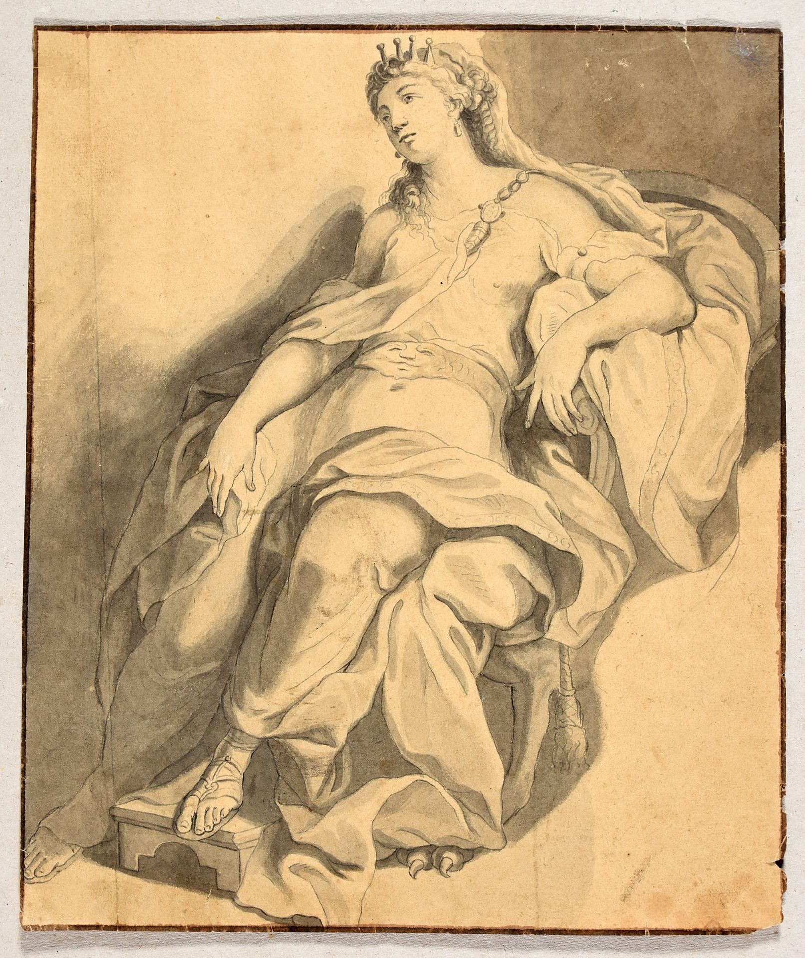 Null Dido, Königin von Karthago. Erste Hälfte 18. Jh. Zeichnung, Feder in schwar&hellip;
