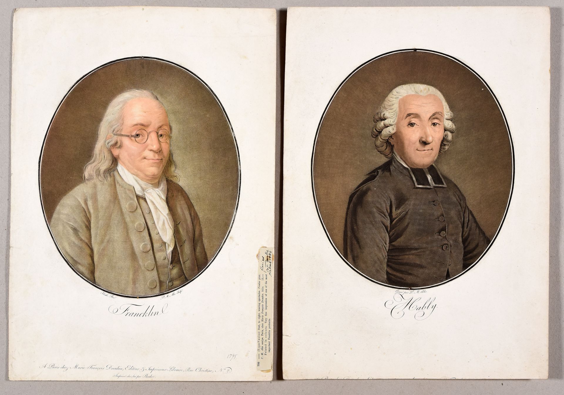 Alix, Pierre-Michel 阿利克斯，皮埃尔-米歇尔，6幅肖像画组成的纪念章套房。巴黎Marie-François Drouhin 1792年彩色水&hellip;