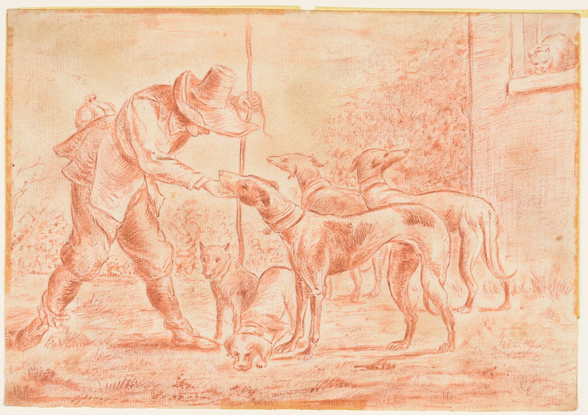 Null Feeding the sighthounds. Late 17th c Drawing, red chalk, 16 x 22,6 cm, laid&hellip;