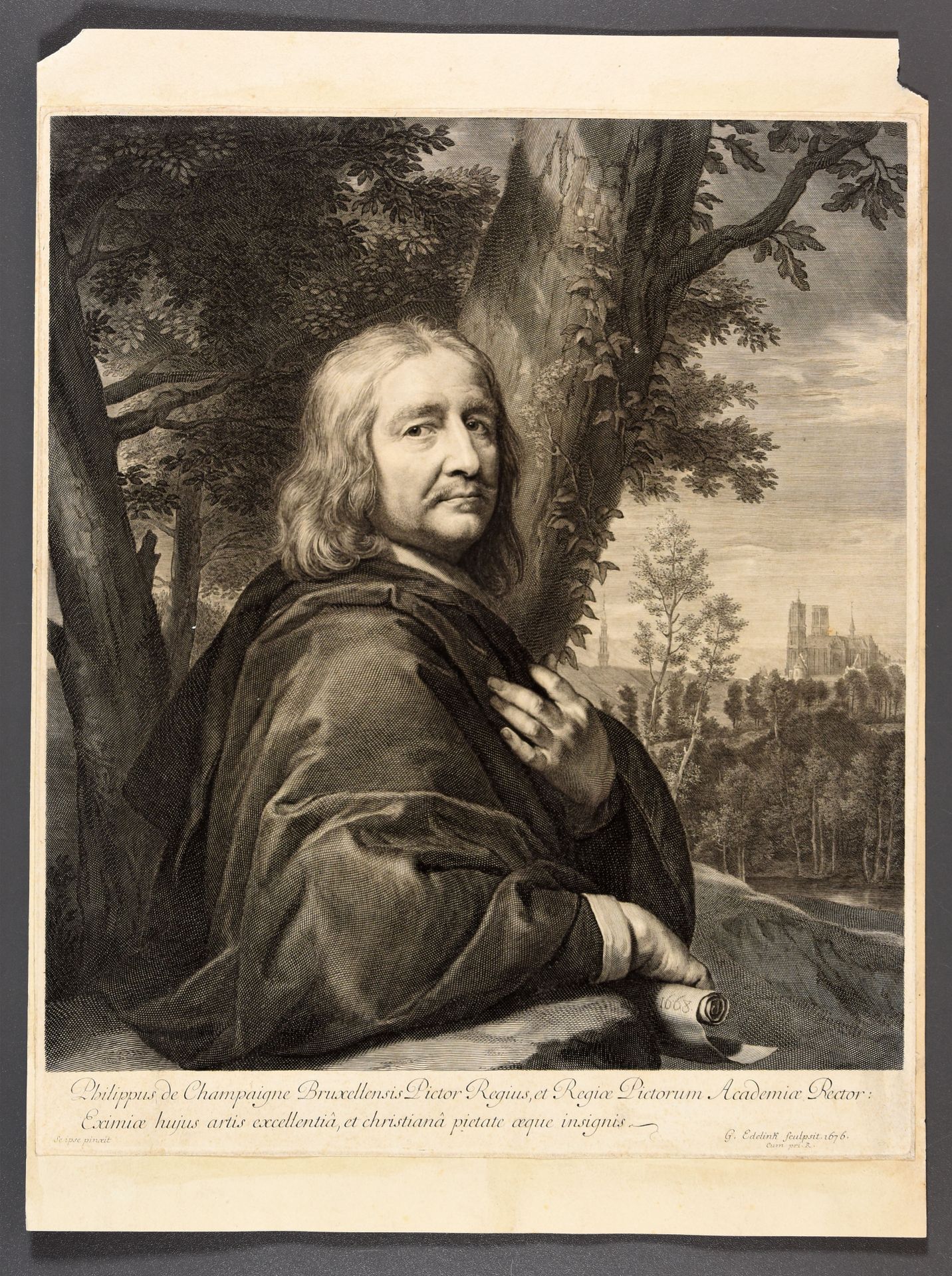 Edelinck, Gerard EDELINCK, Gerard 菲利普-德-尚佩涅的画像。[巴黎] 1676年版画，39,5 x 33厘米，铺纸，下缘有签名&hellip;
