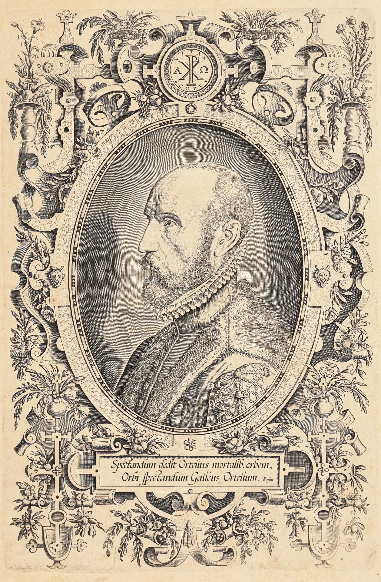 Null Portrait of Ortelius. [Antwerp Plantin Press 16th-17th c.] Engr., ca. 32 x &hellip;