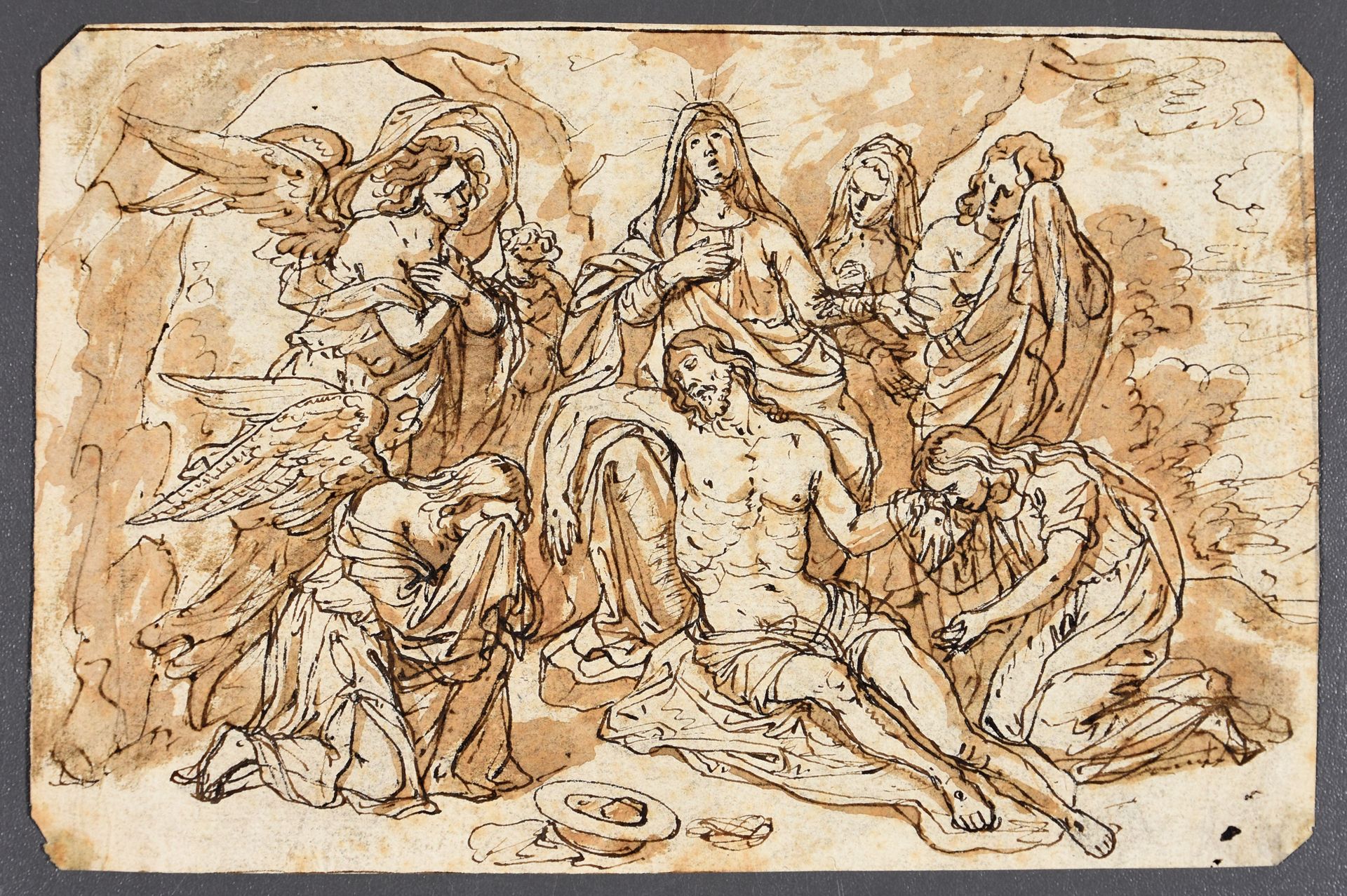 Null La Lamentación de Cristo. 2ª mitad del s. XVII Dibujo, pluma y tinta marrón&hellip;