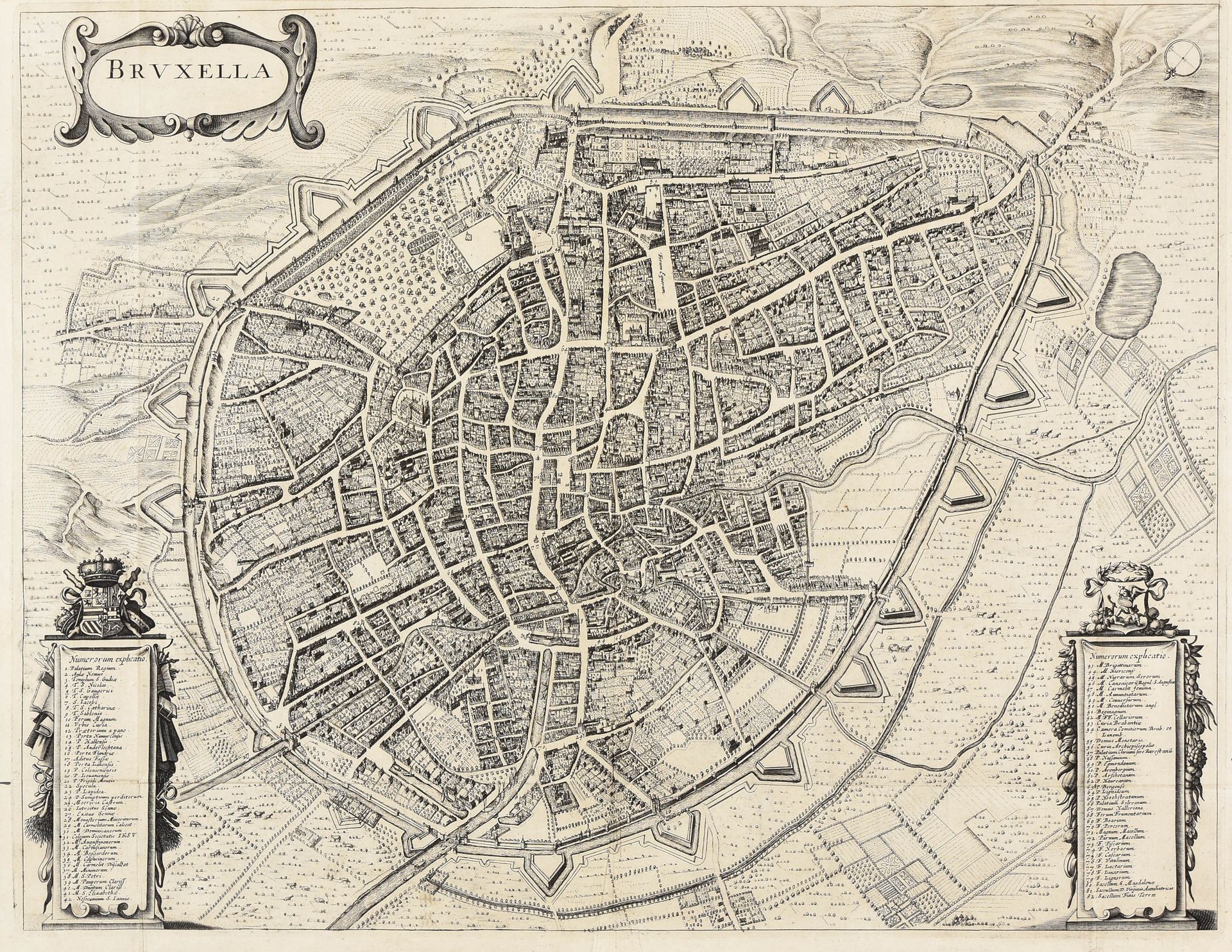 Null Bruxella. [Amsterdam J. Blaeu 17th c.] Engr., 43 x 55,5 cm (foldings with a&hellip;