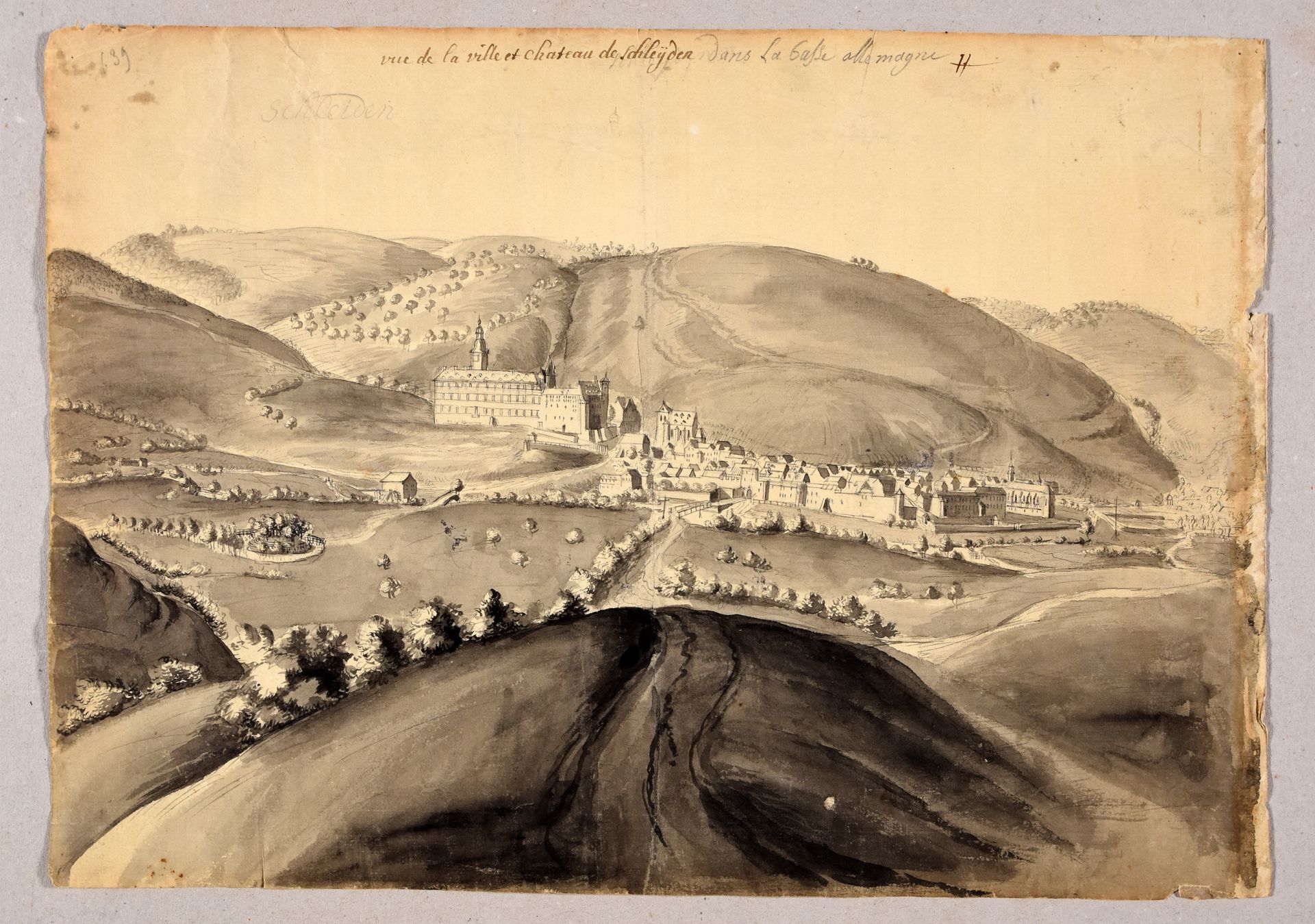 Null ROIDKIN, Renier 4 early recto-verso views. 1722-1741 Drawing, on laid paper&hellip;