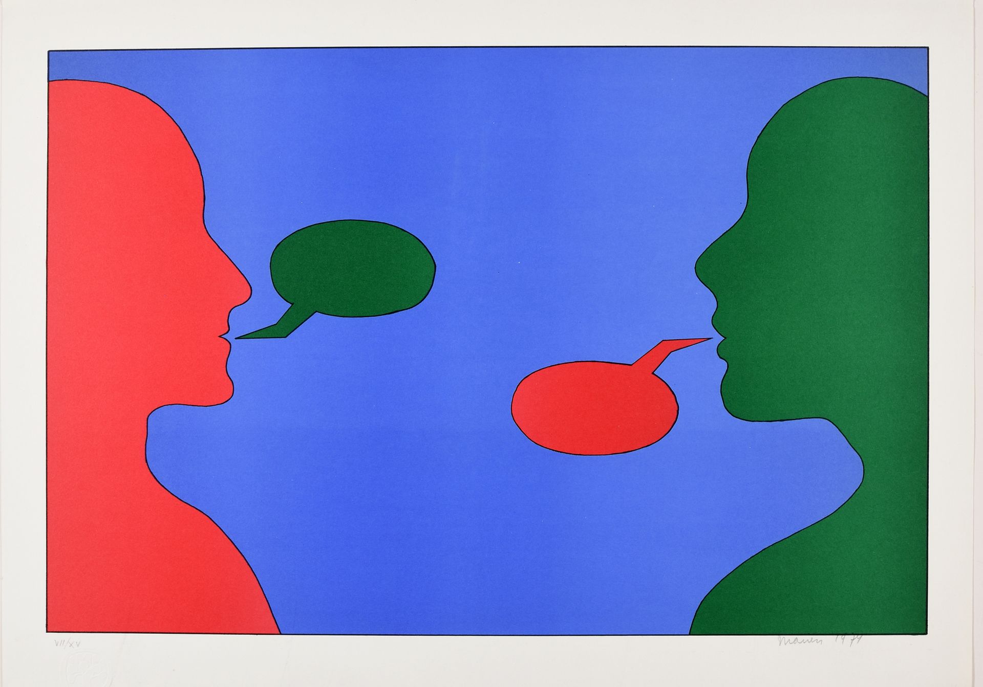 Mariën, Marcel MARIËN, Marcel Tête à tête muet. 1974 Farbserigrafie, 37 x 56 cm,&hellip;