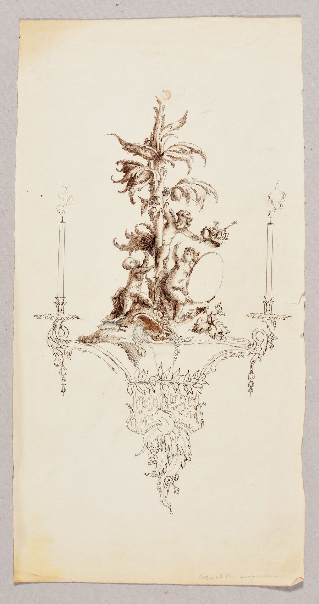 Null Un par de candelabros. Siglo XIX 2 dibujos, pluma y tinta marrón, trazos de&hellip;