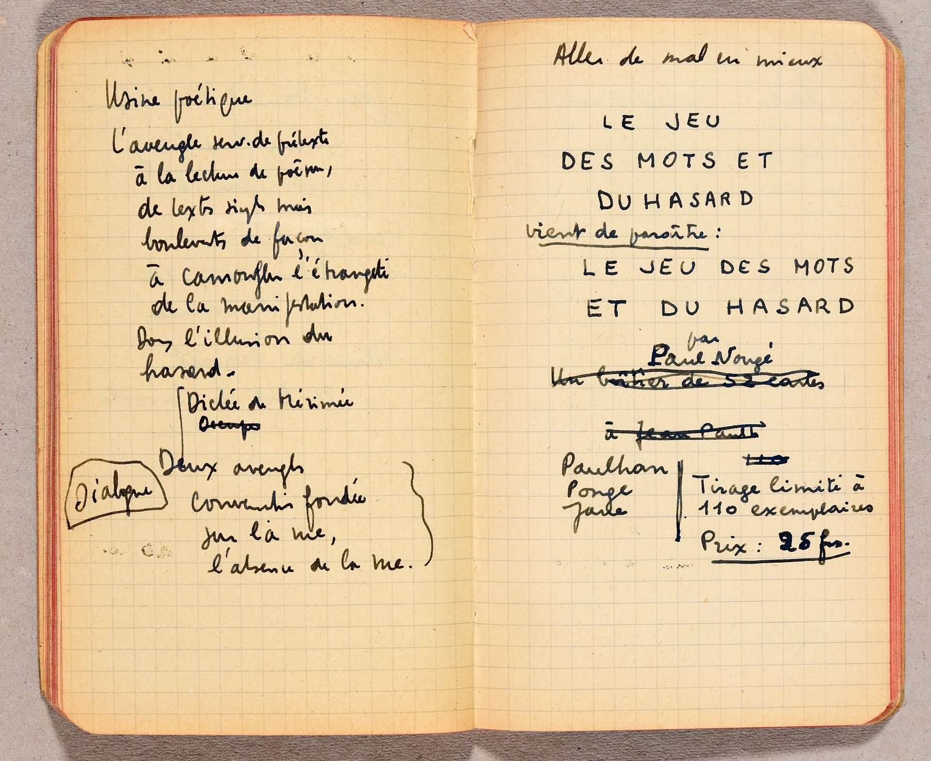 Null MARIËN, Marcel Cuaderno. C. 1946-55 16,5 x 10 cm: [53] ss, papel cuadricula&hellip;