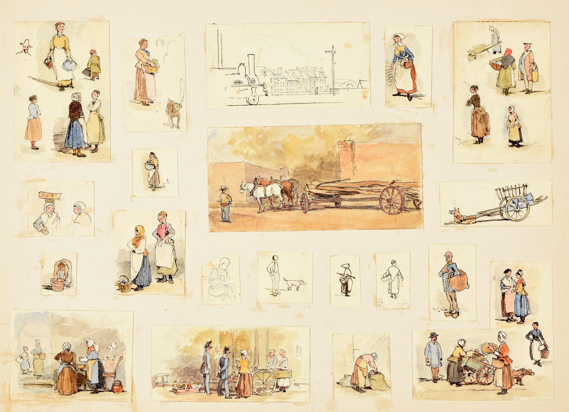 Null GEORGE, Ernest (attributed to) 10 sheets with 61 drawings. 19th c Drawings,&hellip;
