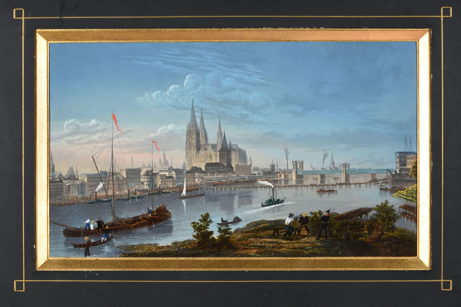 Null Views of Cologne and Koblenz. 1850-1900 2 engravings with gouache, 14 x 24 &hellip;