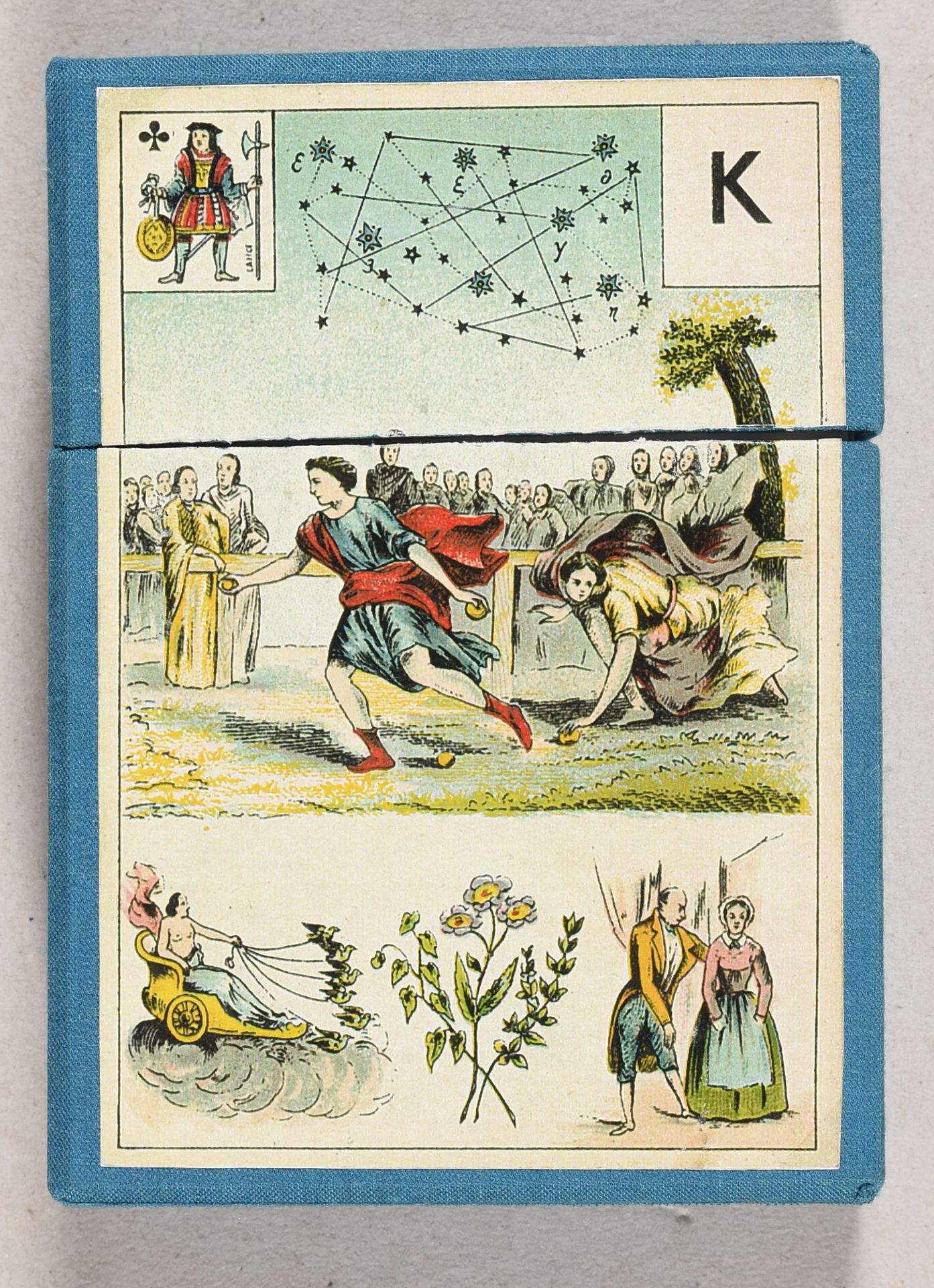 Null 勒诺曼德女士的 "社会大游戏 "和 "秘密活动"。巴黎B.-P. Grimaud 19世纪末，脚，铬石，12,9 x 9厘米，方角，54张卡片+1张有&hellip;