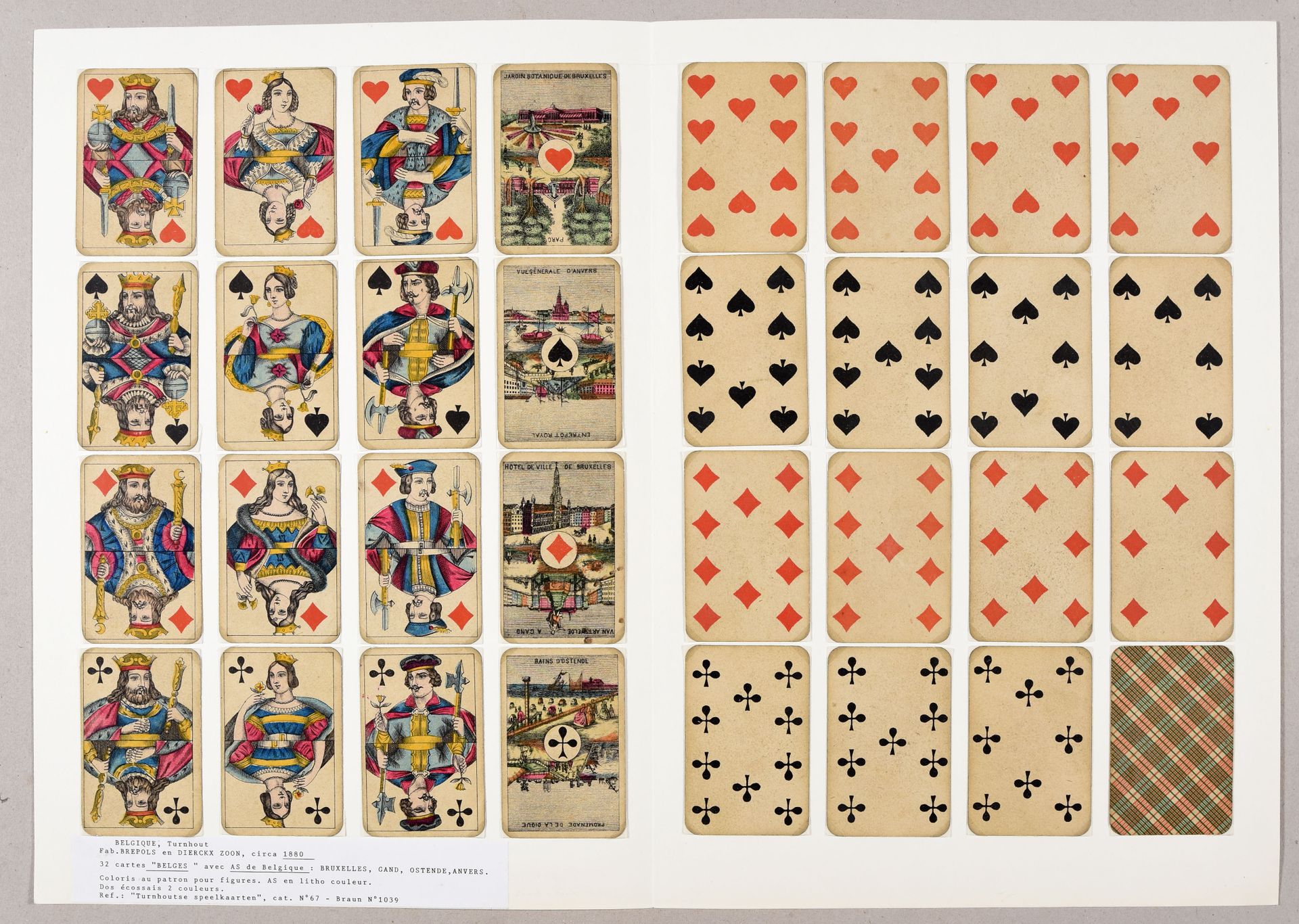 Null 2 serie di carte belghe. Turnhout Brepols [c. 1850-1880] Con 2 teste, incis&hellip;
