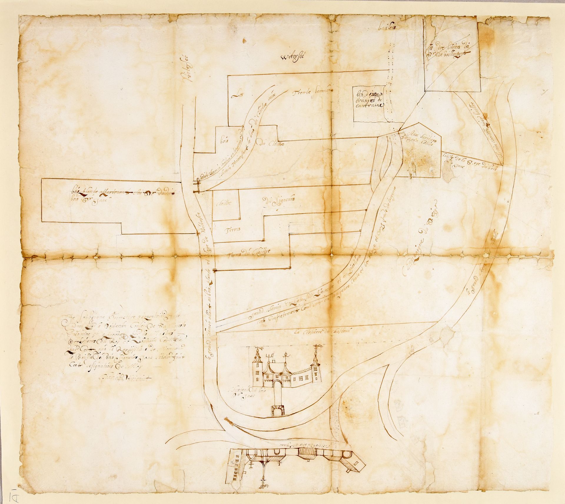 Null STIEVENINT, Charles (?) Château de Bois-Seigneur-Isaac. Drawing, pen and br&hellip;