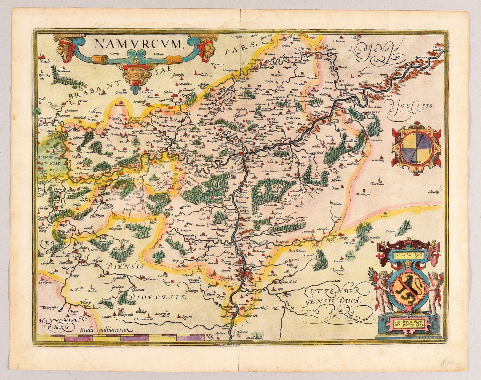 Null 11张地图。各种尺寸和条件。1.N.桑松--那慕尔郡。巴黎，H. Jaillot，1701（手绘）。- 2. De Vaugondy, R. - Pa&hellip;