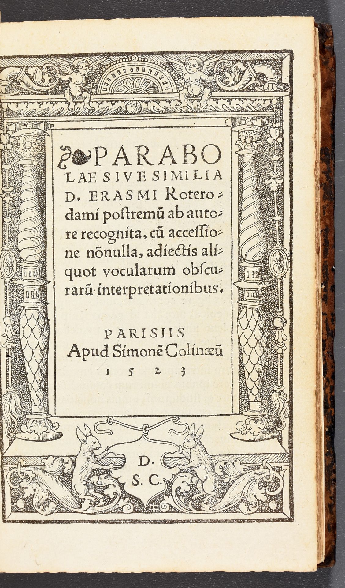 Null ERASMUS, Desiderius Parabolae sive Similia [...]. Paris S. De Colines 30 Ju&hellip;